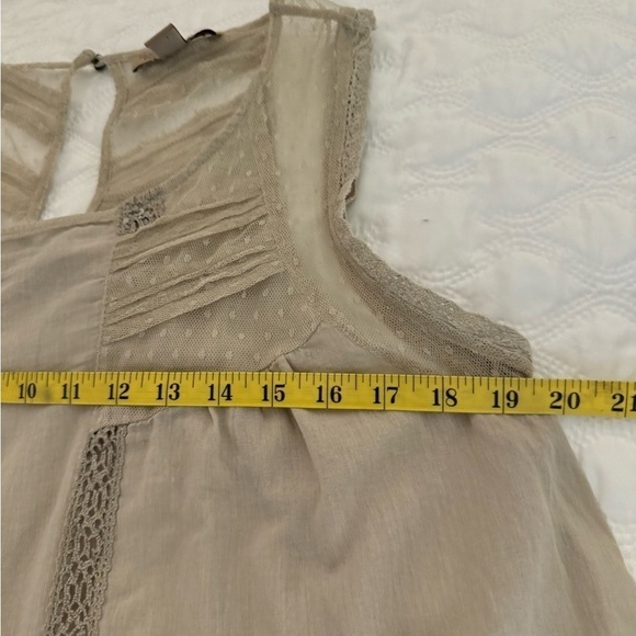 Vintage America sleeveless tan blouse lace & cotton boho size medium - Picture 7 of 8